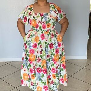 BloomChic, 2XL, White Floral Dress